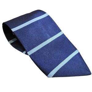Brooks Brothers Makers Silk Necktie Blue Striped Mens Neck Tie Vintage USA